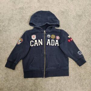 Joe Fresh Kid's Zip Up Hoodie in Dark Blue Size 3T Canada Gorpcore Cotton